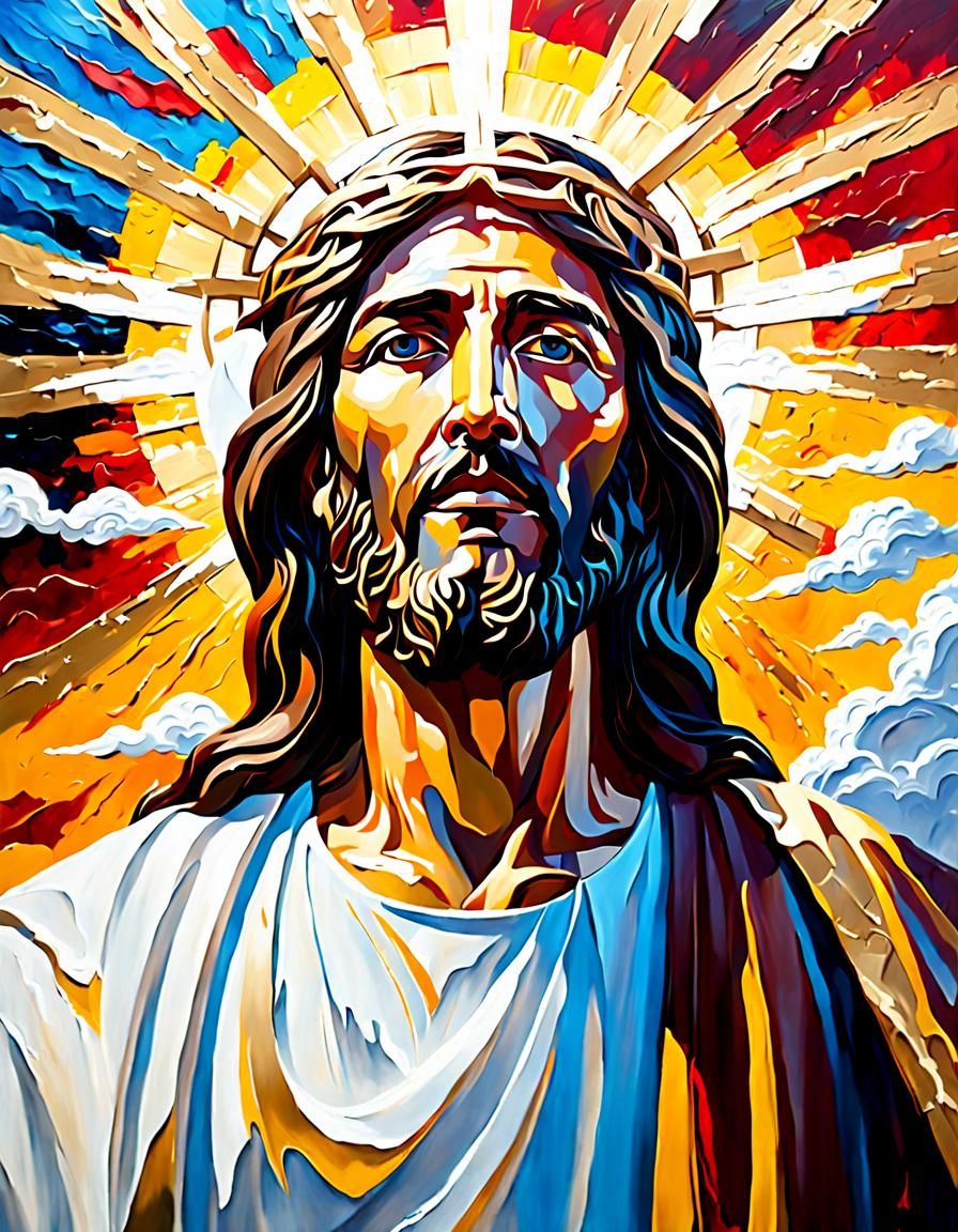 Jesus Rising: An Acrylic Impasto Painting