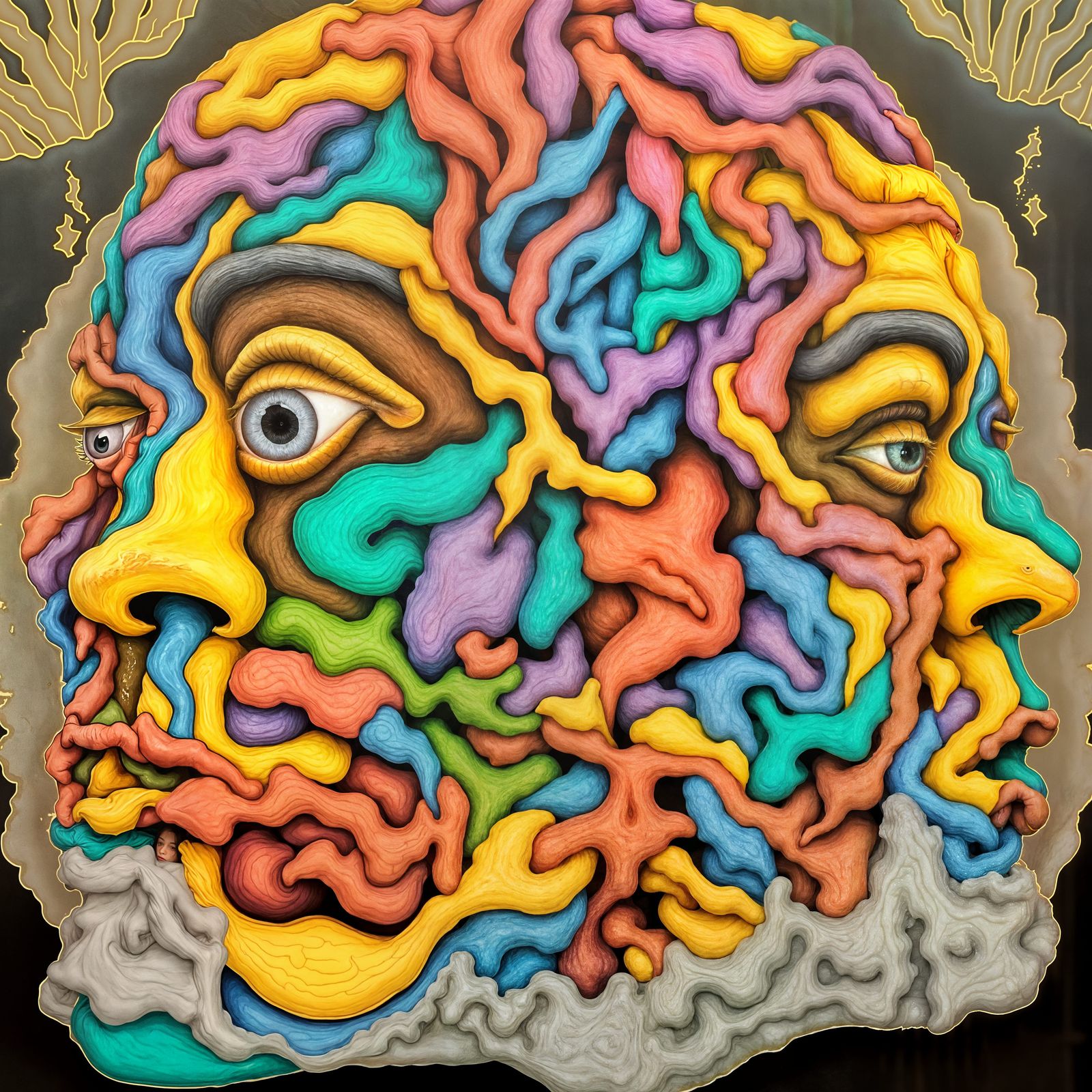 Young Woman's Playful Selfie with Elaborate Jewelry