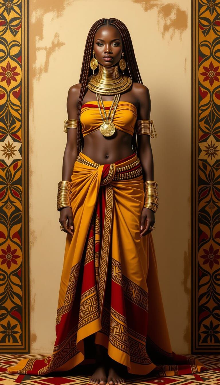 Himba Queen Portrait in Art Nouveau Style