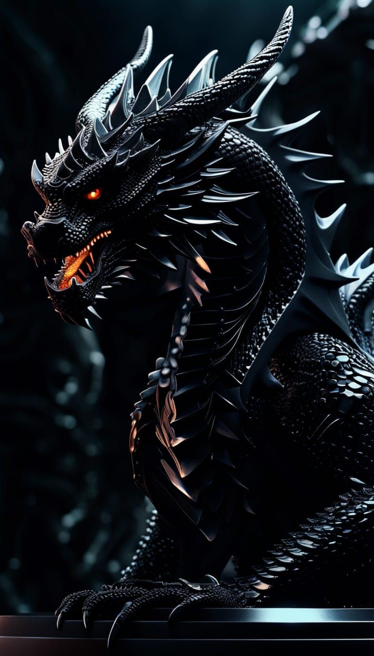 Black Crystal Dragon God in Cell Shaded 3D