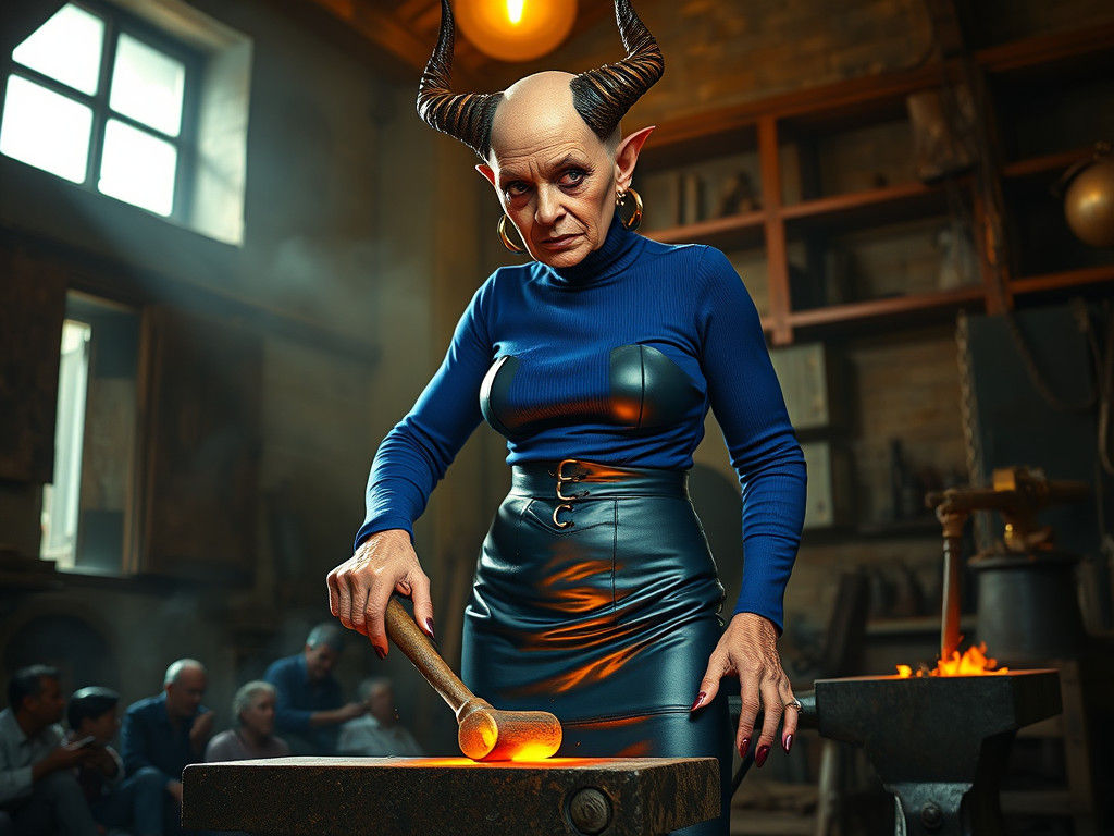 Elder Devil Blacksmith in Ancient Workshop
