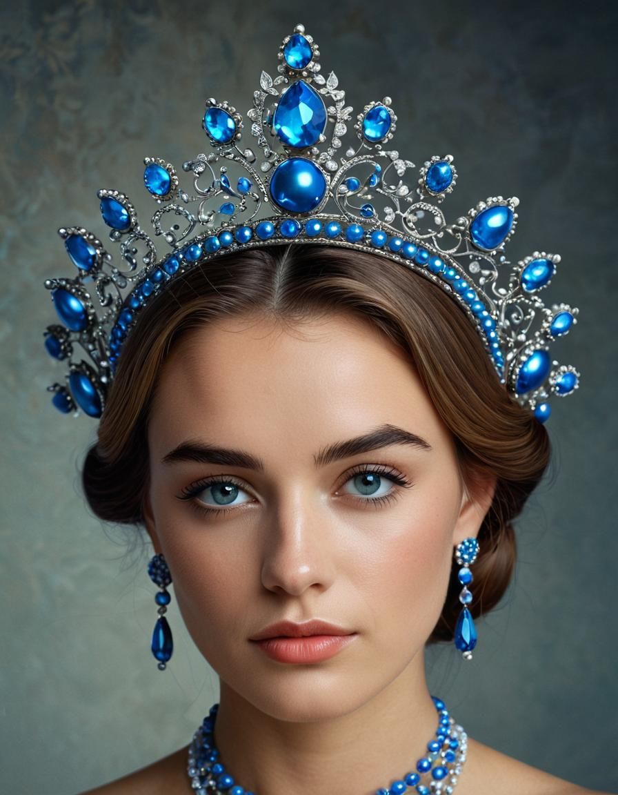 Hyperdetailed Portrait with Cerulean Pearls