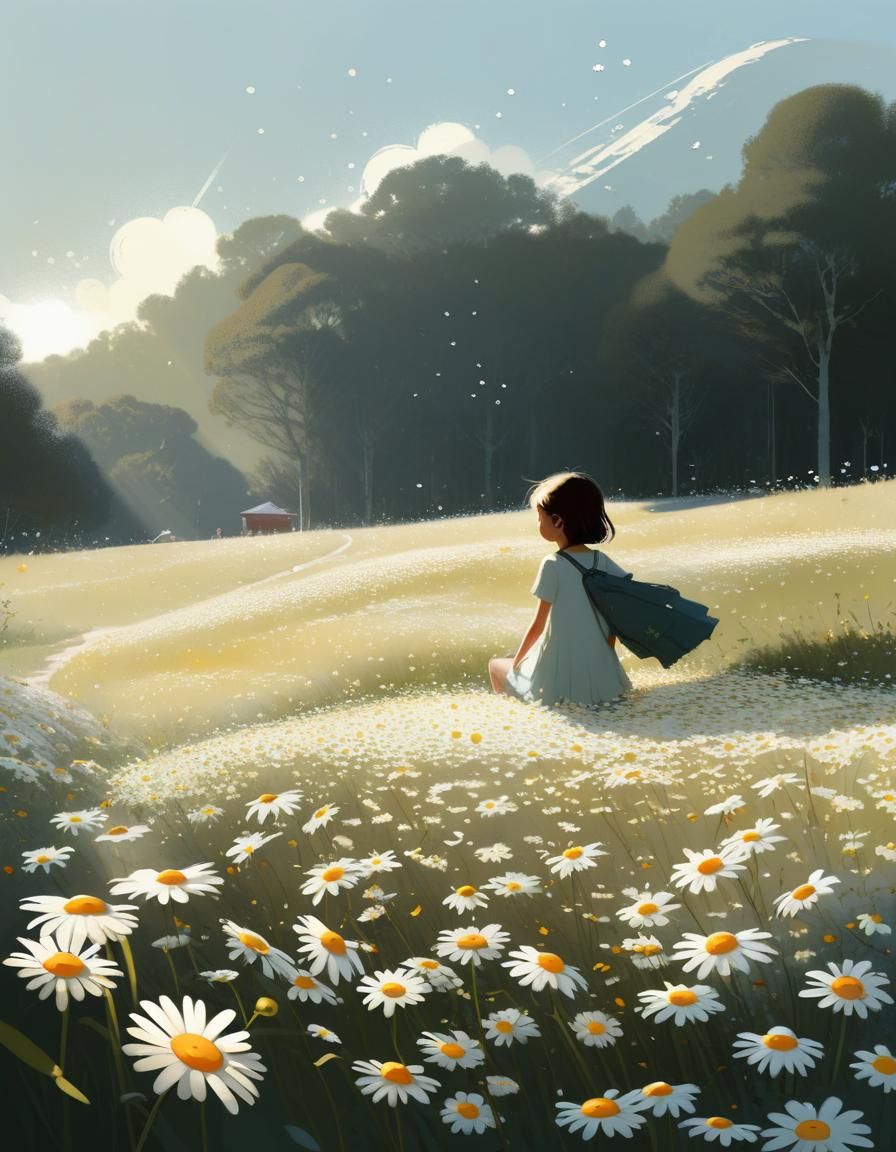 Girl with Daisies: Illustration Inspired by Yao Yao Ma Van A...