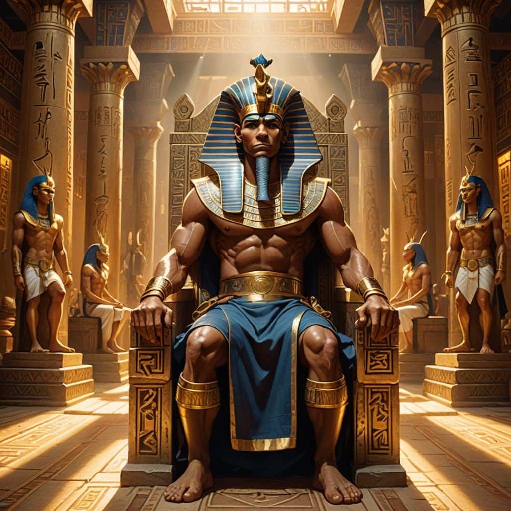 Ancient Egyptian King on Golden Throne