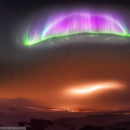 UFO Under Cosmic Storm in Hyperrealistic Style