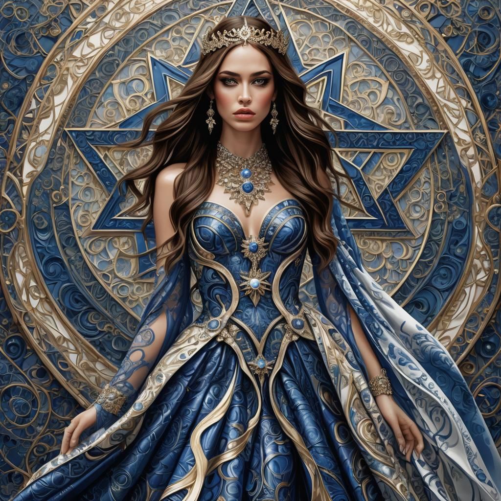 Israeli Woman in Star of David Gown, Haute Couture