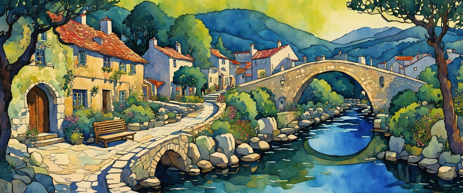 Comic Book Style Stone Factories by Creek