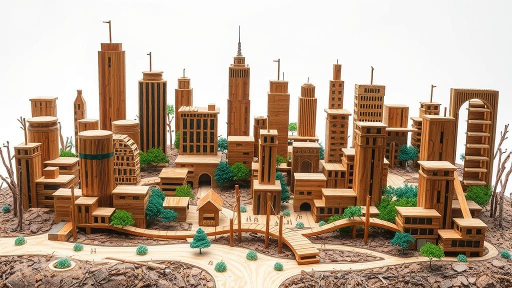 Eco-Friendly Wooden Metropolis Inspired by Organic Styles