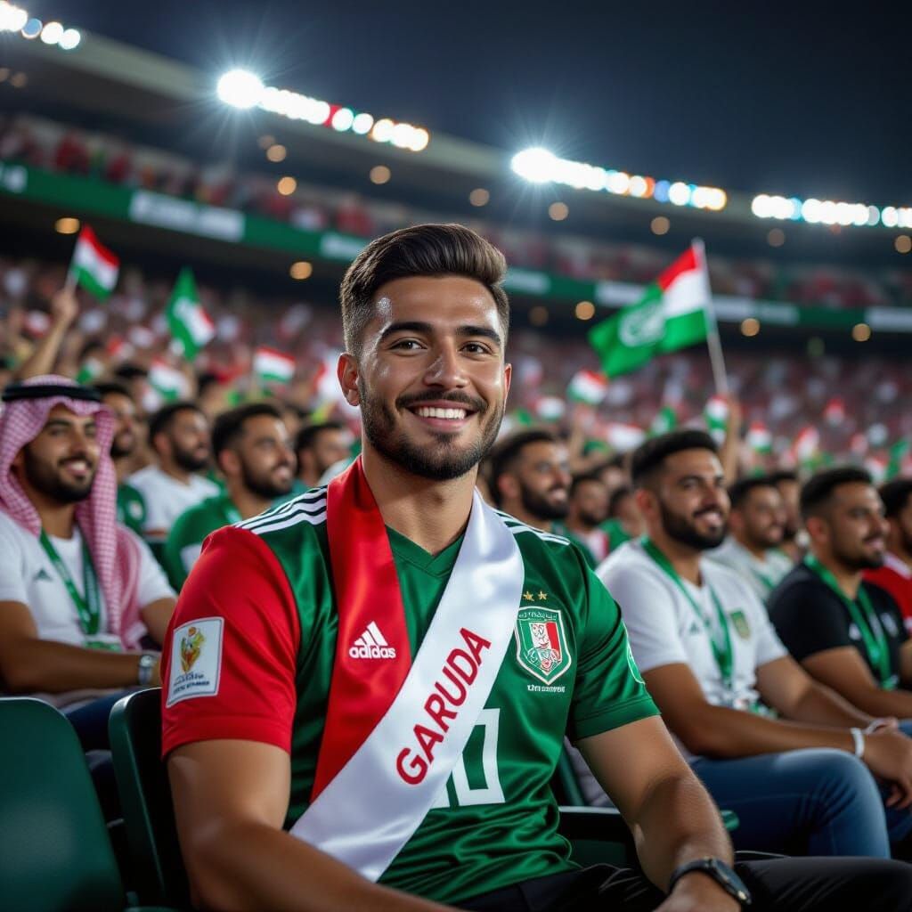 Man in Indonesian Jersey at King Abdullah Stadium