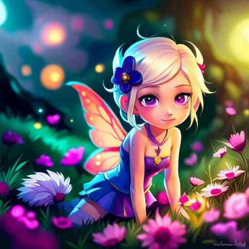 Cute Chibi Glitter Fairy Portrait as Concept Art
