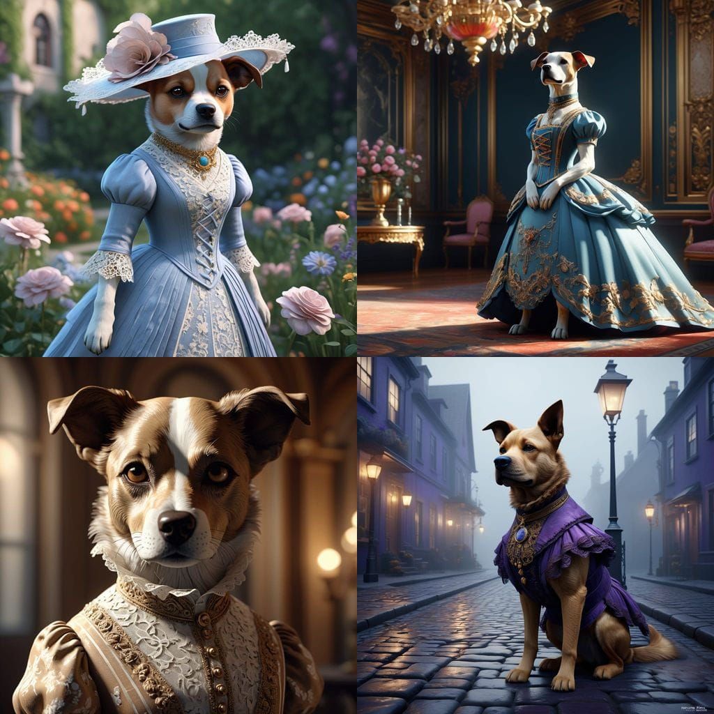 Elegant Victorian Lady Dog
