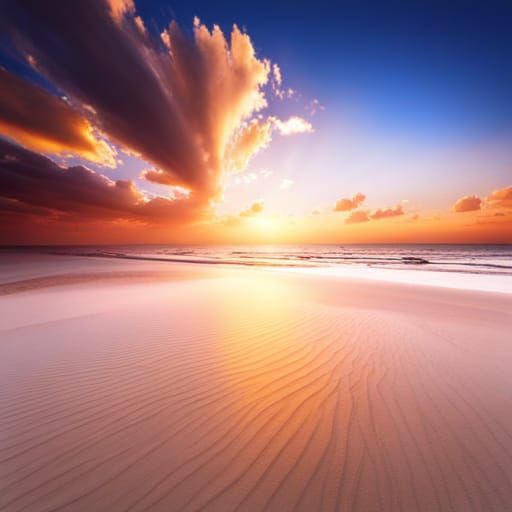 Camel Riders at Sunset: A Photorealistic Seascape