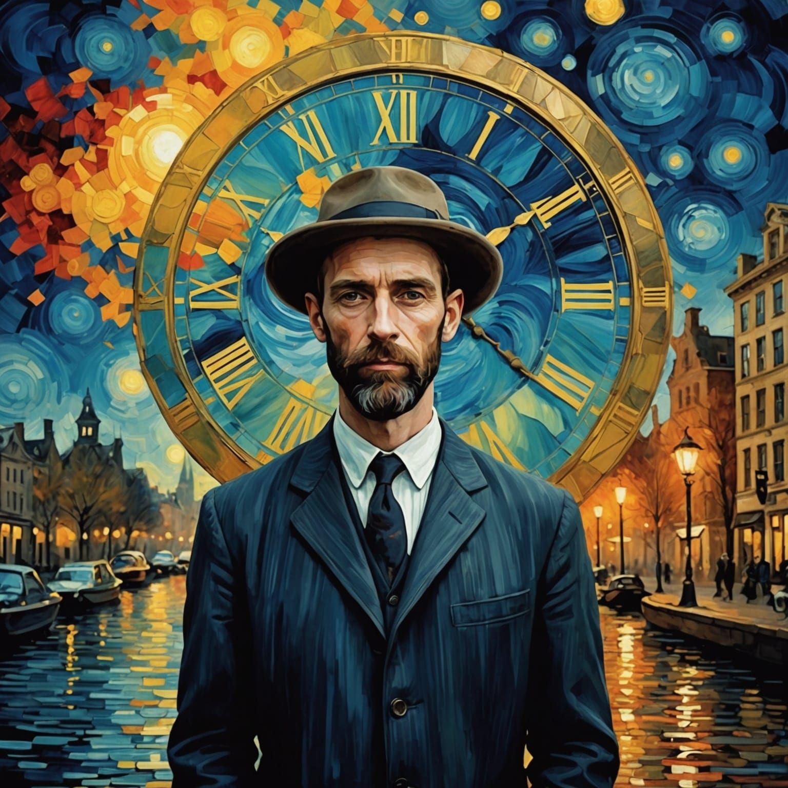 Romantic Couple Journey Through Time as Watercolor Painting