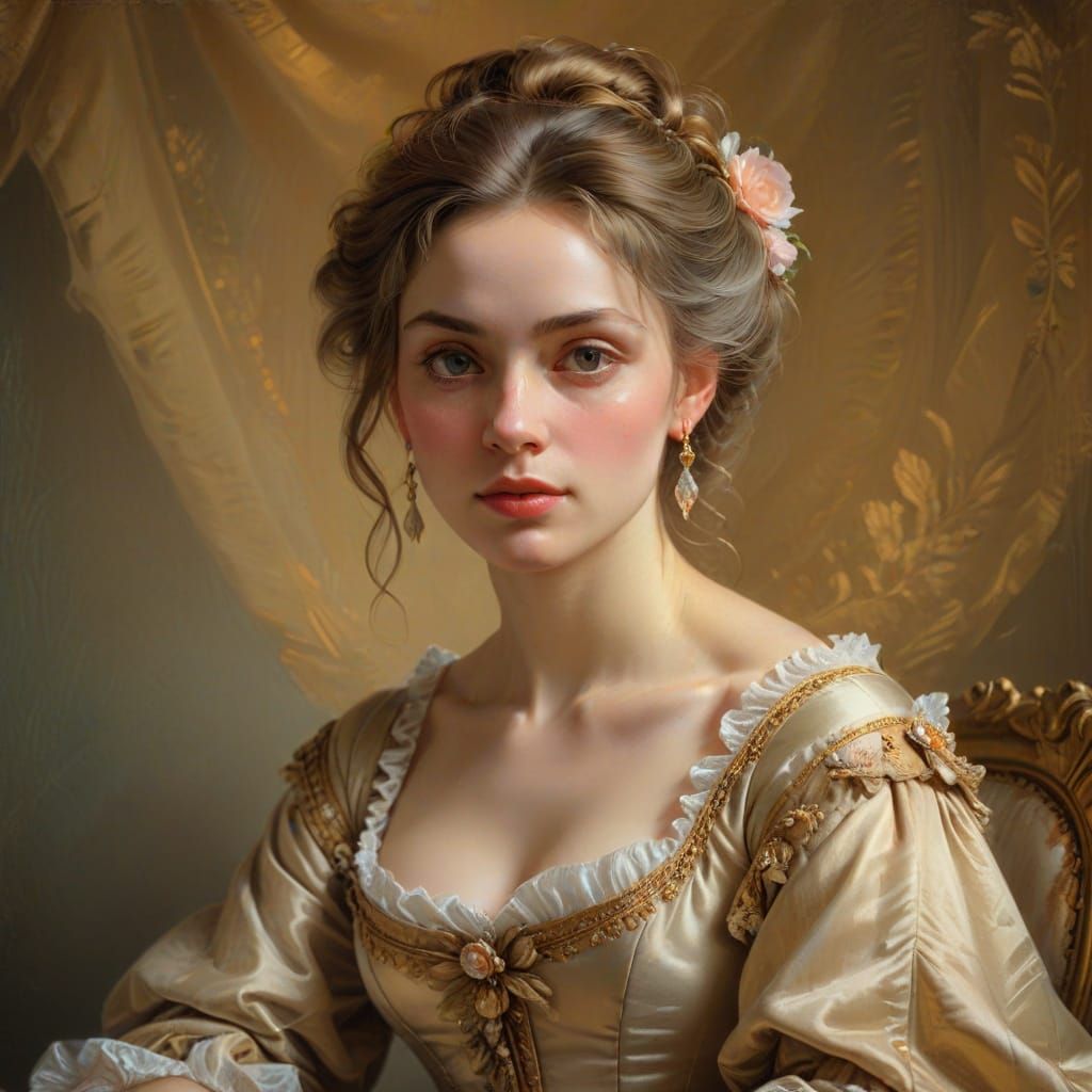 Elegant Rococo Portrait of a Woman in Pastel Colors