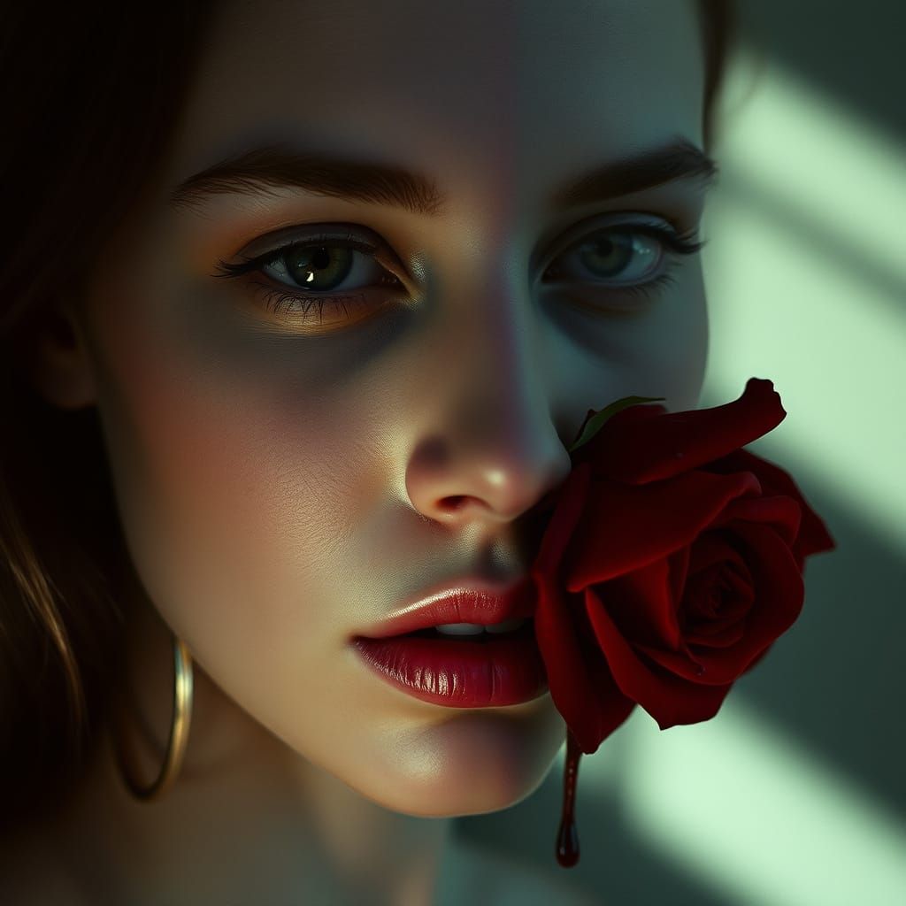 Serene Beauty Transformed into a Crimson Rose