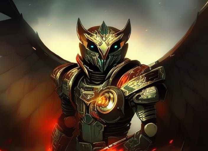 Mecha Owl Samurai in Cyberpunk Japan Style