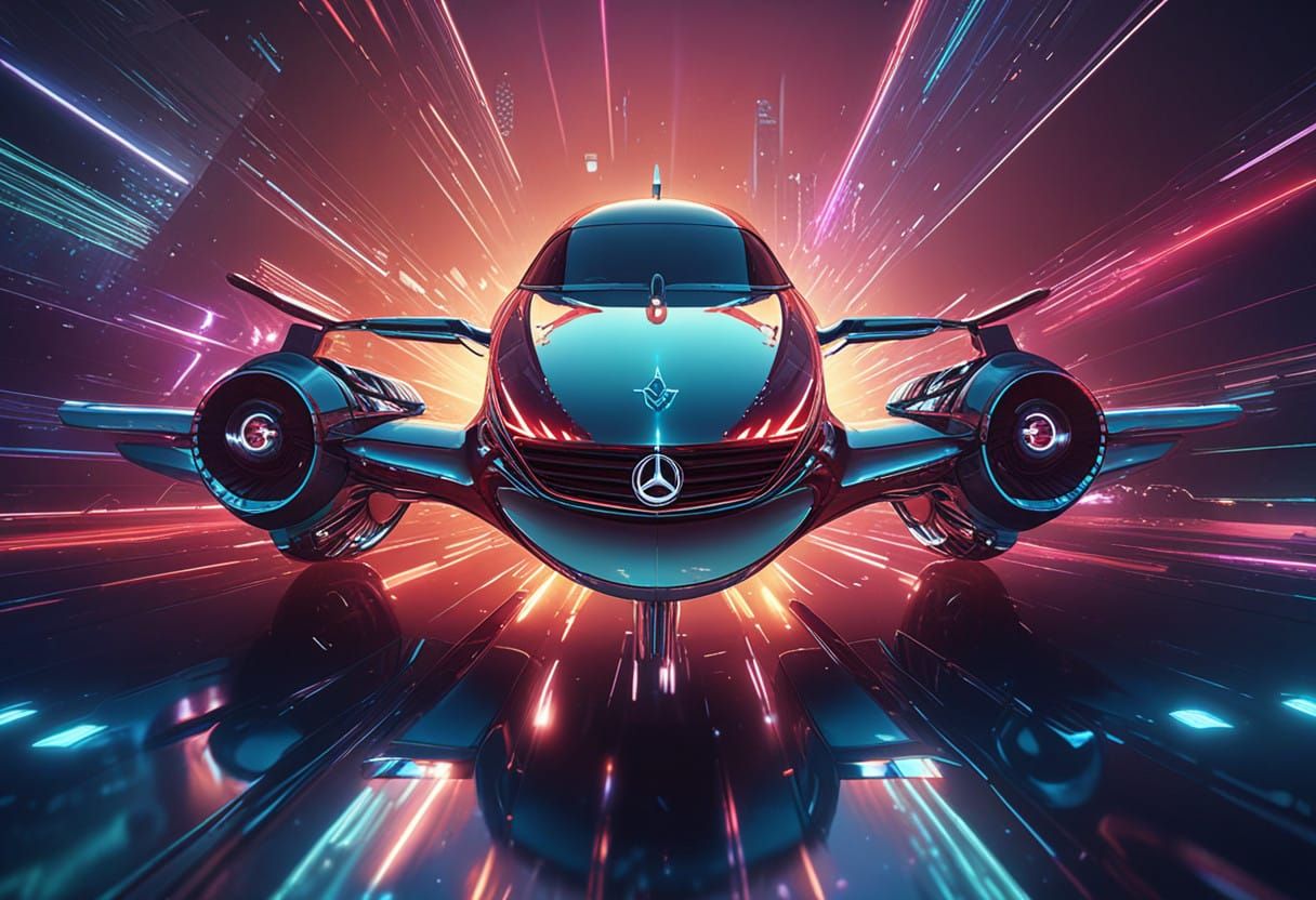 Retro-Futuristic Mercedes Maybach with Kaleidoscope Chrome A...