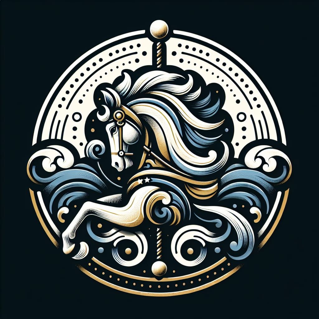 Elegant Carousel Horse Logo in Vector Art Style