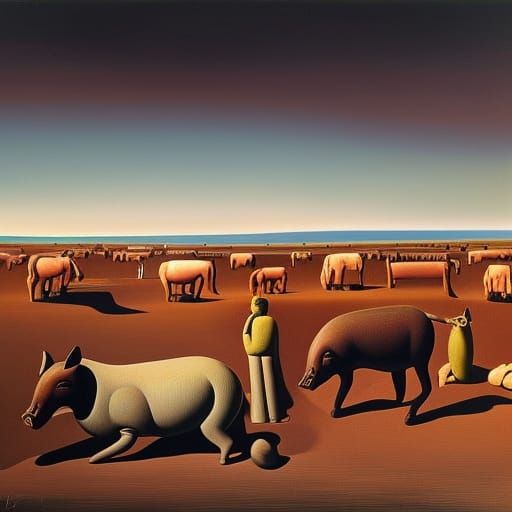 Anthropomorphic Pig in Mud: Hyperrealistic Splash Art