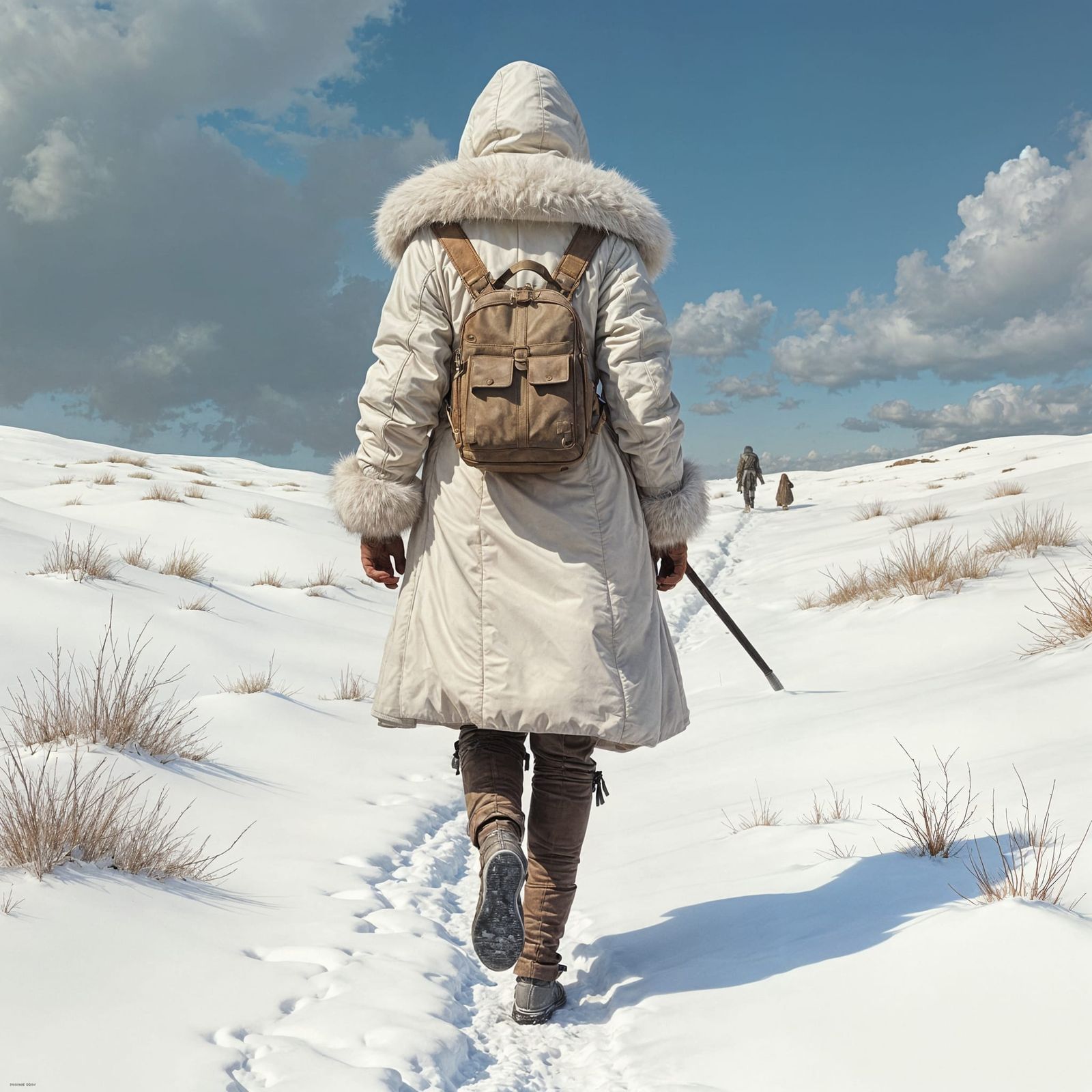 Female Adventurer in Snowy Plains, Illustration