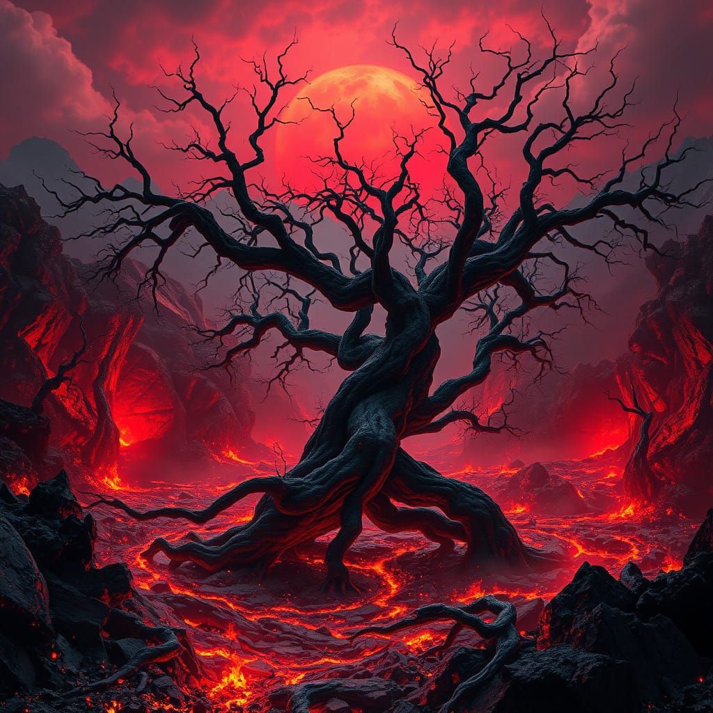 Surreal Hellish Realm Unveils Twisted Beauty