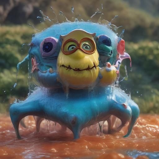 Screaming Anthropomorphic Potato in Maximalist Style