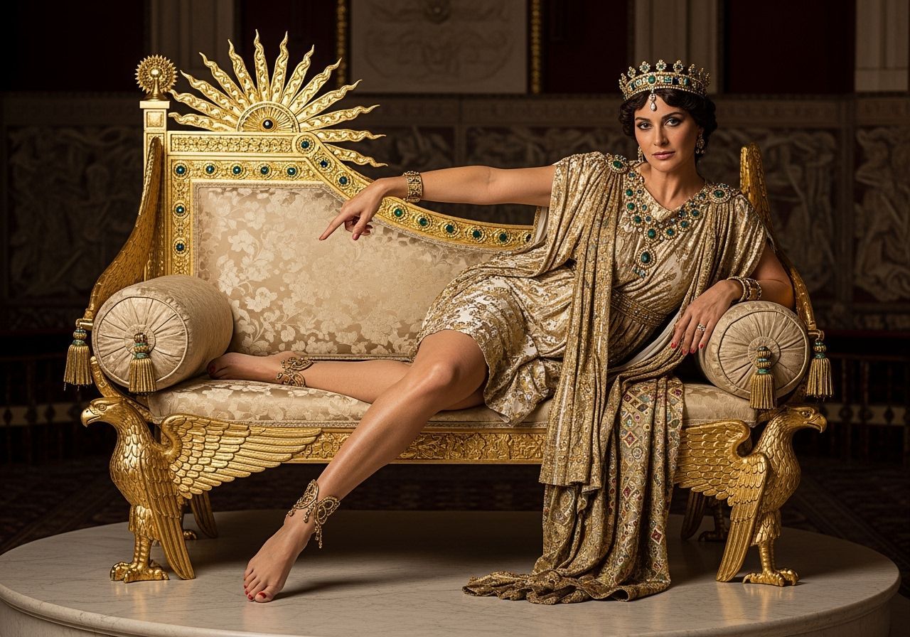 Empress Theodora Lounging Elegantly in Byzantine Throne Room