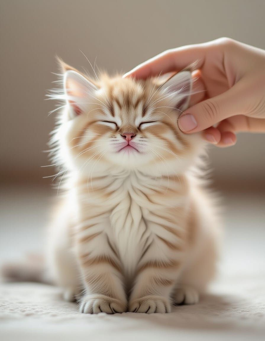 Adorable Ragdoll Kitten Enjoying Gentle Petting
