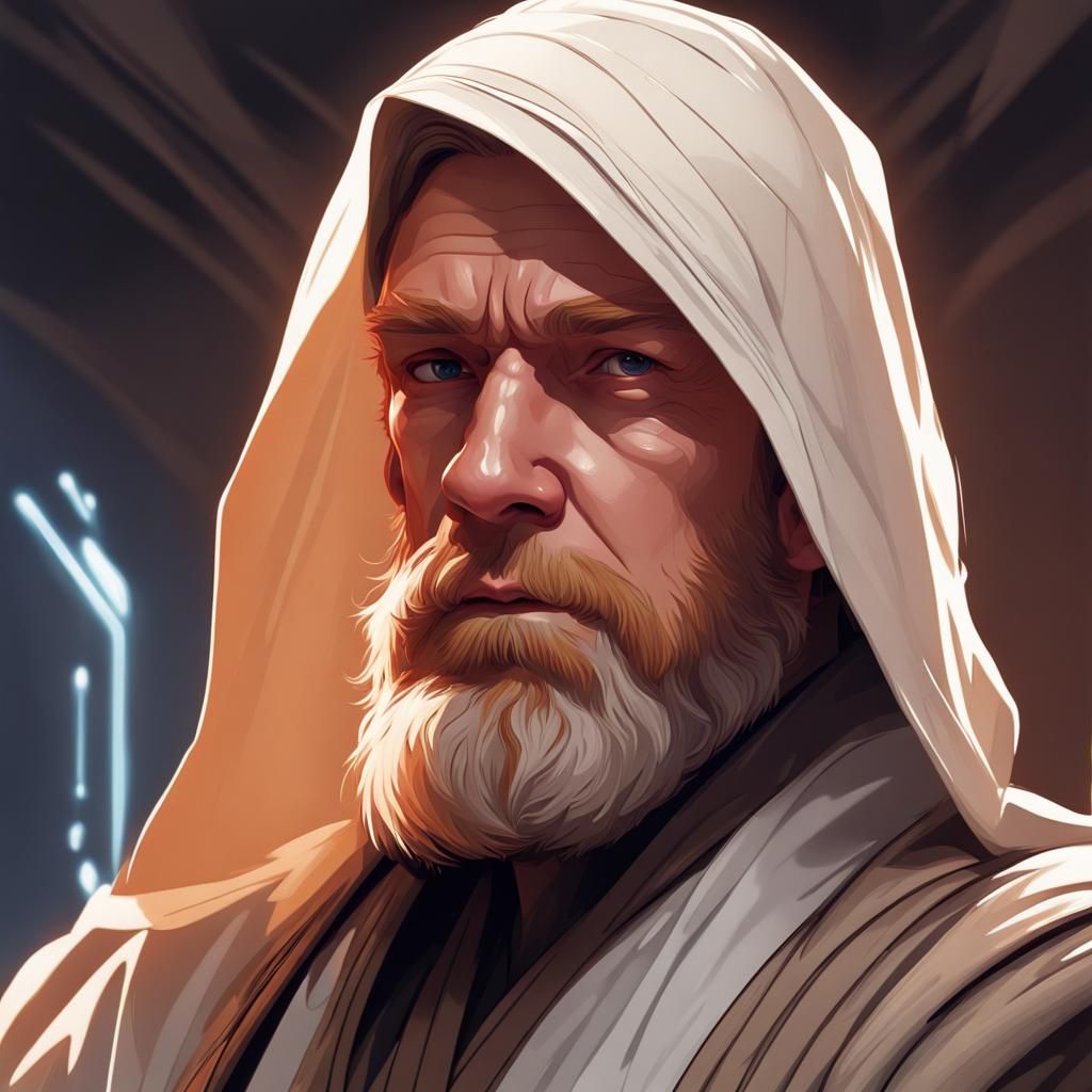 Obi-Wan Kenobi Portrait in Hyperdetailed Style
