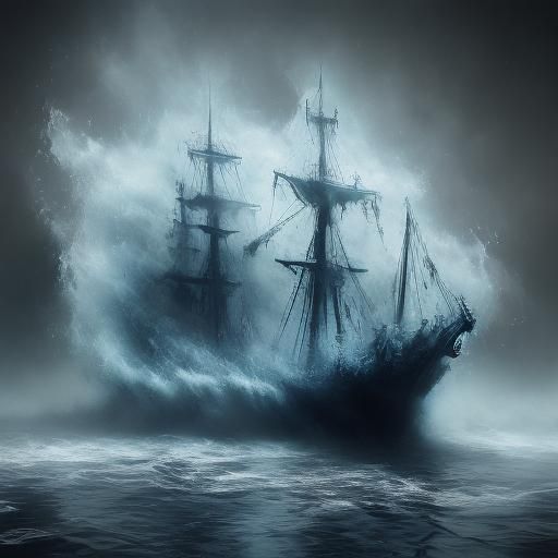 Otherworldly Pirate Ship on the Ocean