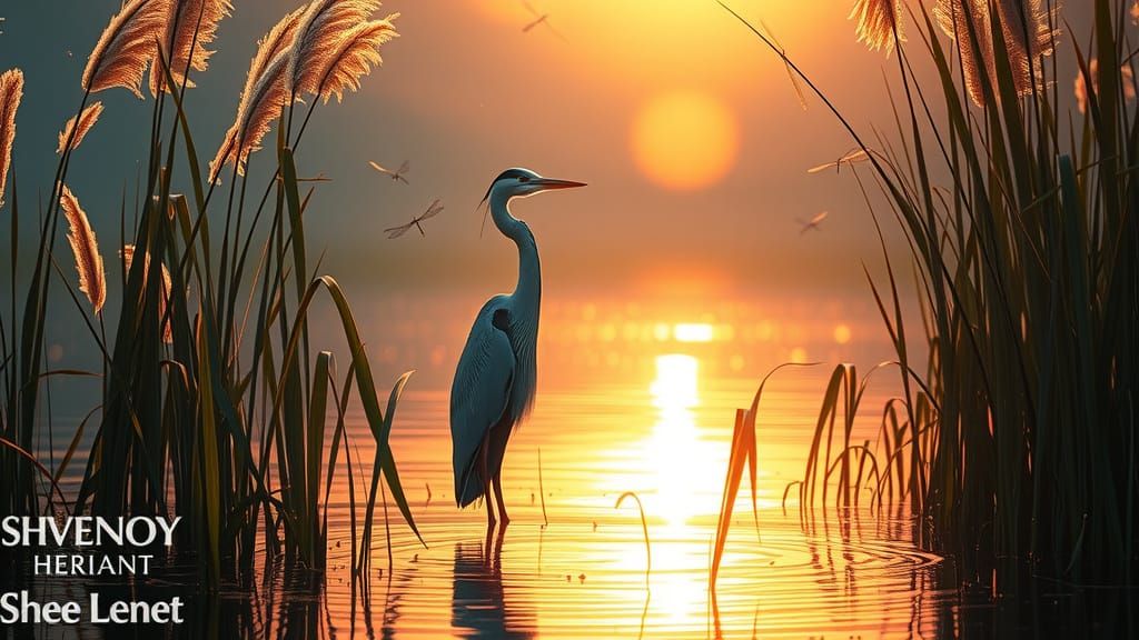 Impressionist Wetland Scene at Dawn