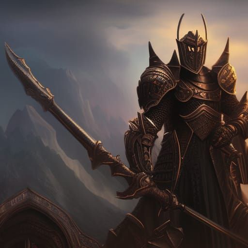 Detailed Black Knight Fantasy Concept Art