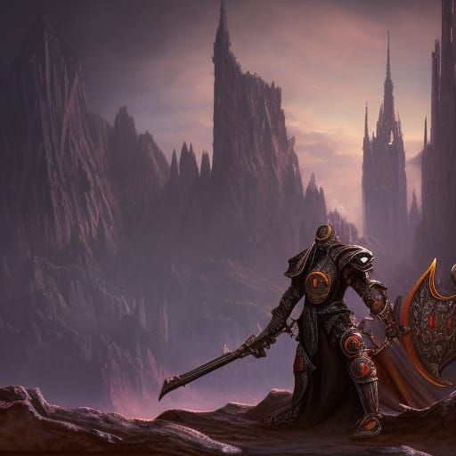 Detailed Black Knight Fantasy Concept Art