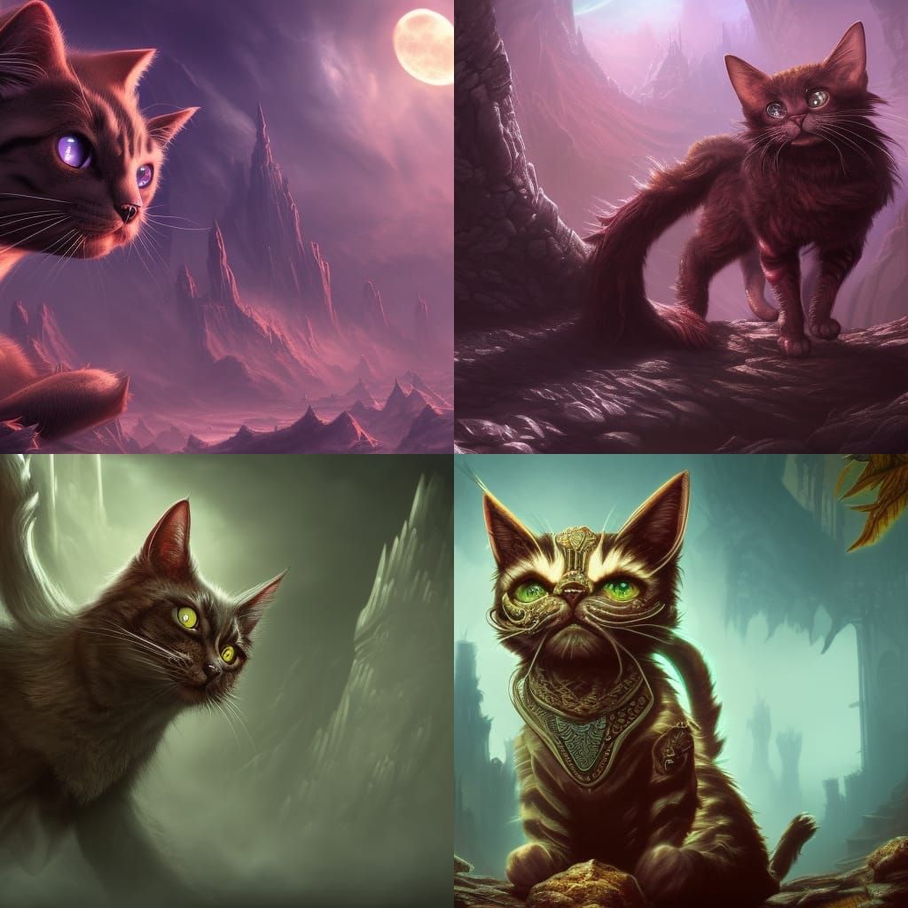 Nightmare Cat in Detailed Matte Painting Style