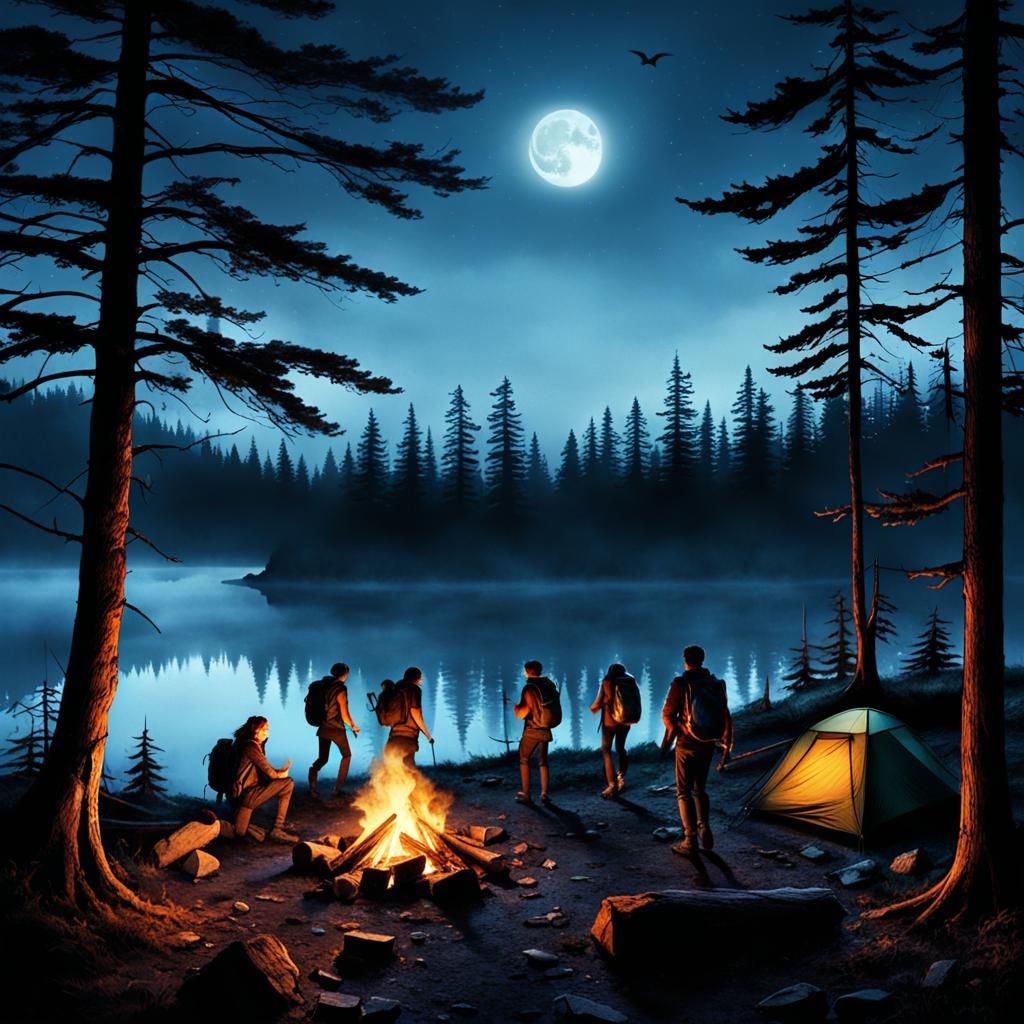 Campers Flee Burning Tents Under Full Moon