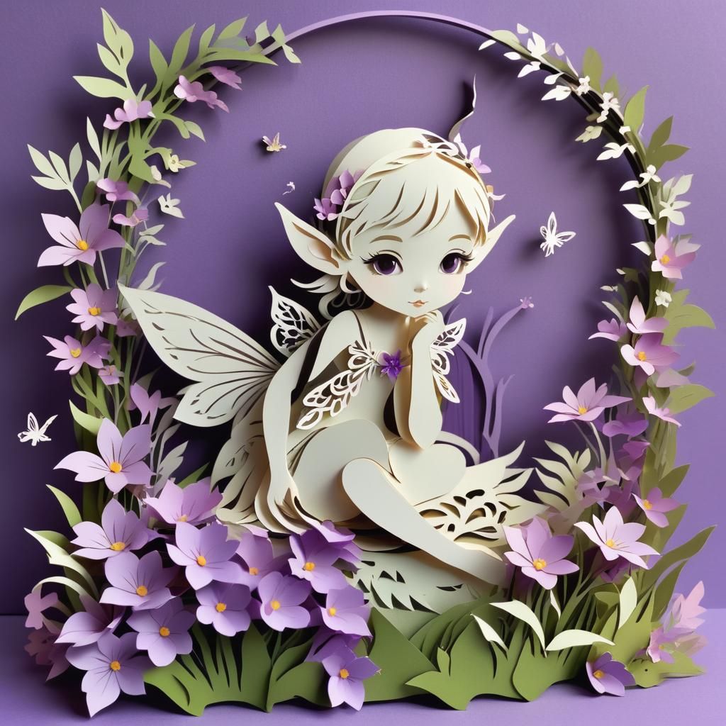 Kirigami Art of Delicate Baby Elf Girl