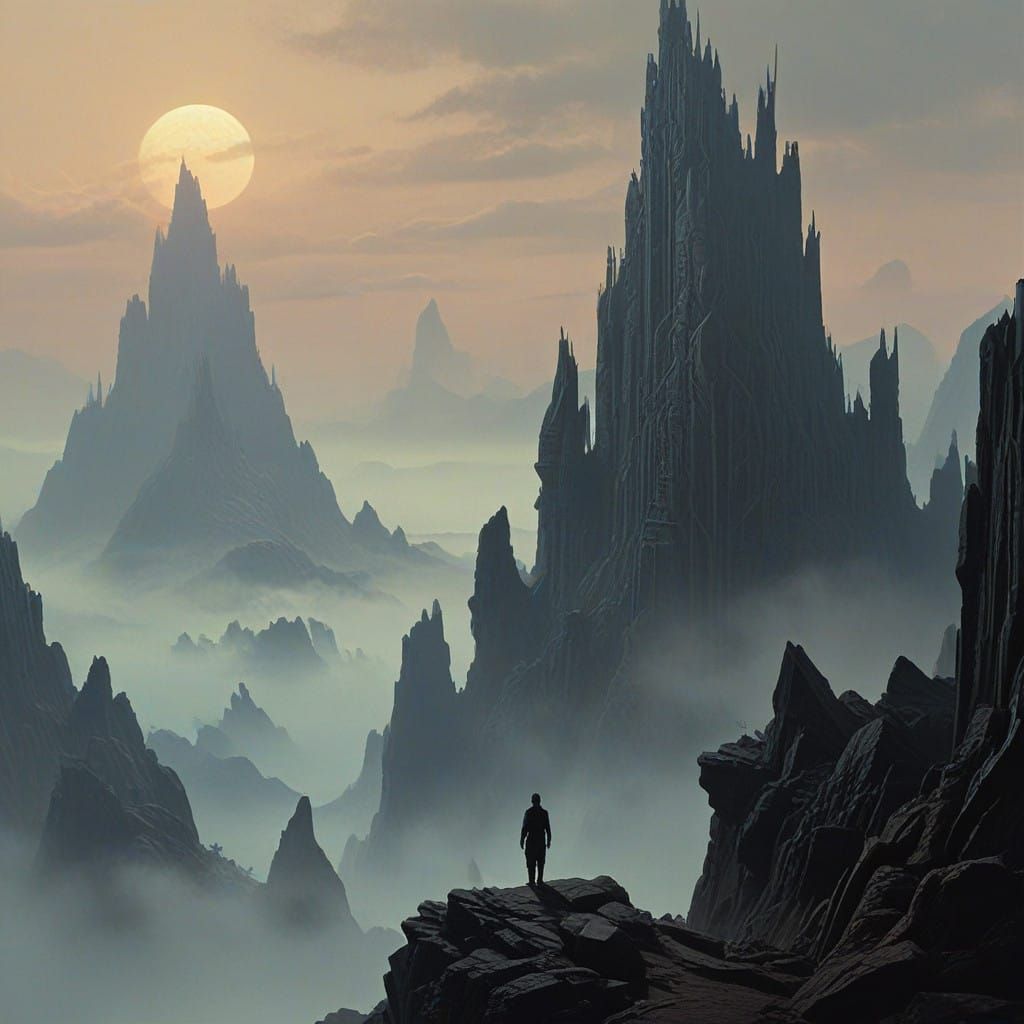 Enigmatic Figure Surrounded by Mystical Aura in Dark Surreal...