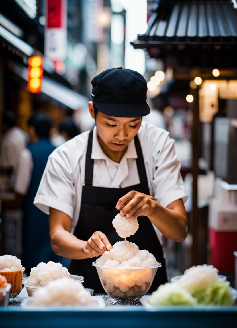 Kakigori Preparation: Japanese Street Food Photography