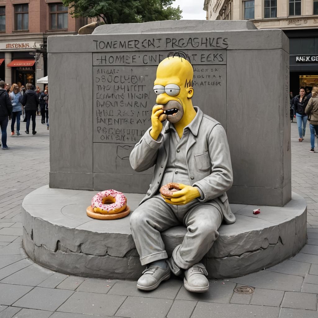 Homer Simpson Chalk Monument in City Square