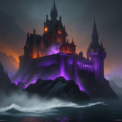 Dark Fantasy: Smoke, Fire, and Castle on the Water