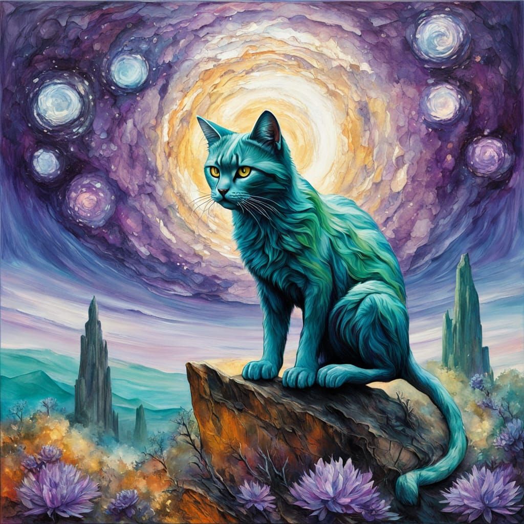 Majestic Bioluminescent Feline on Alien World