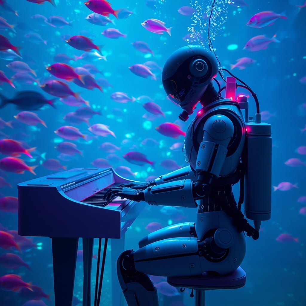 Cyberpunk Underwater Piano Concert