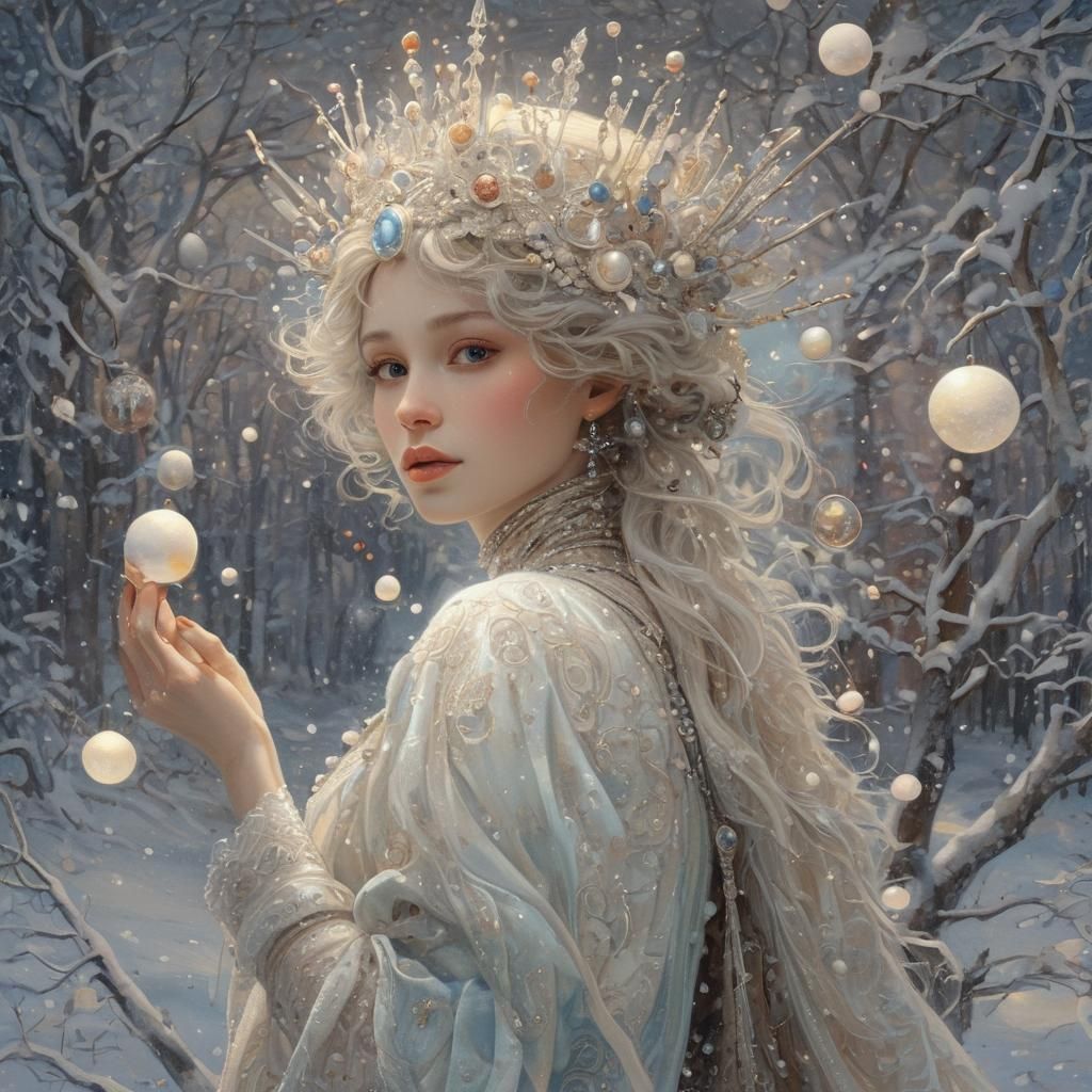 Snow Queen Digital Illustration in Candy Art Style