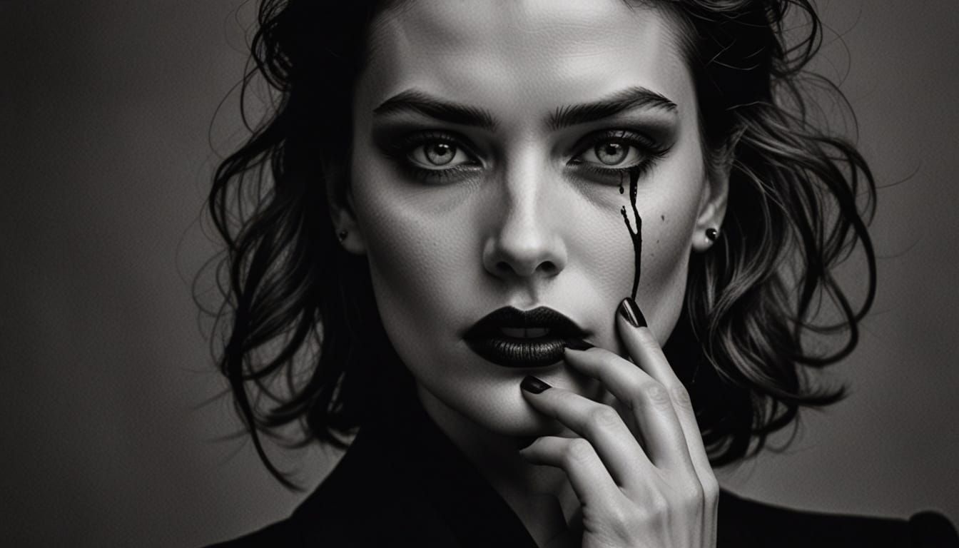 Elegant Monochrome Portrait with Dramatic Shadows