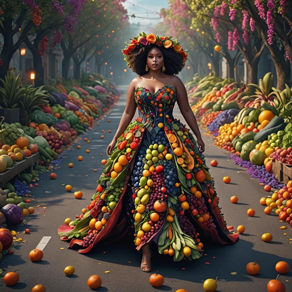 Edible Couture: High-Fashion Runway Gown of Produce