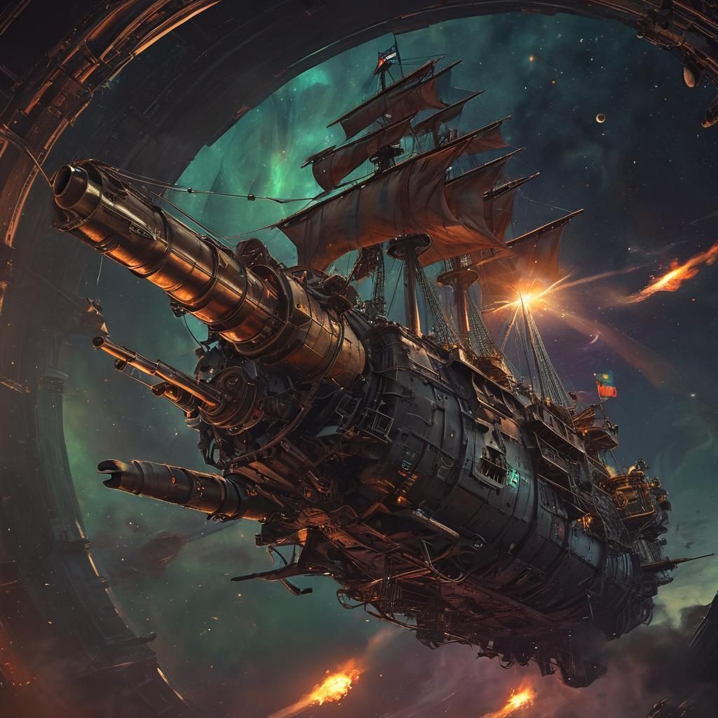 Steampunk Galleon Enters Black Hole