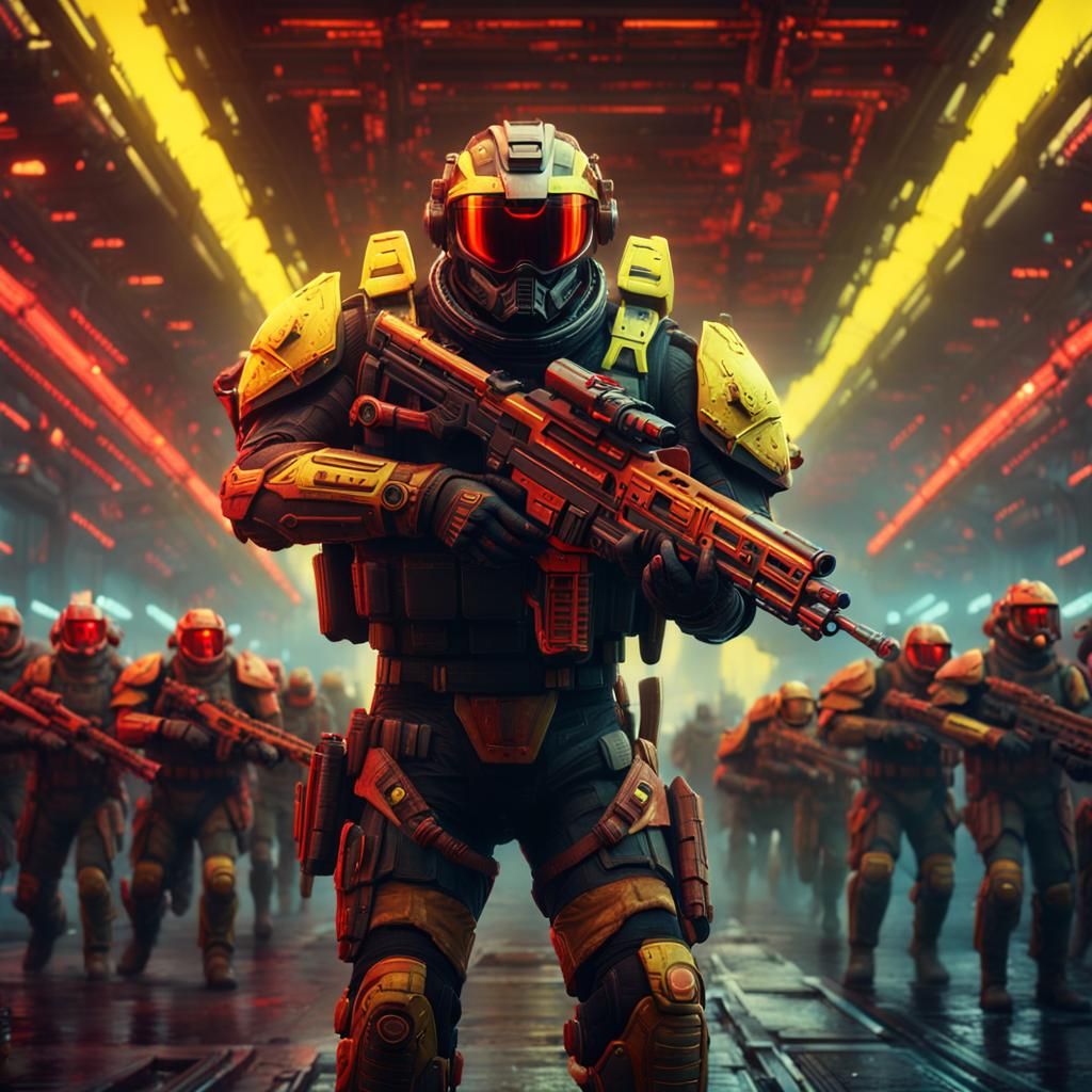 Sci-Fi Warrior Leads Army in Dramatic Digital Painting