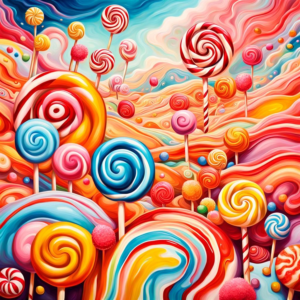 Surreal Candy Creatures in a Dreamlike Landscape
