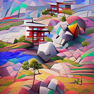 Colorful Cubist Landscape in 3D Concept Art