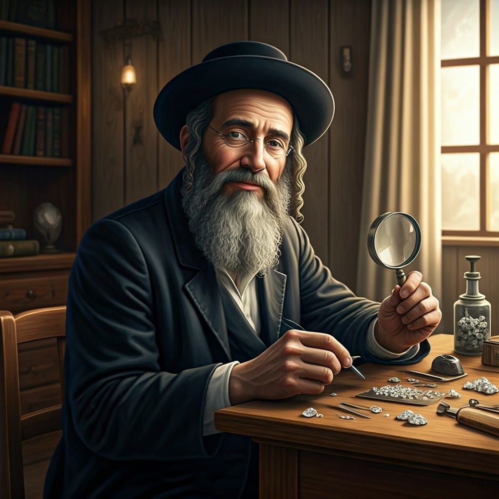 Traditional Jewish Diamond Cutter in Modest Attire